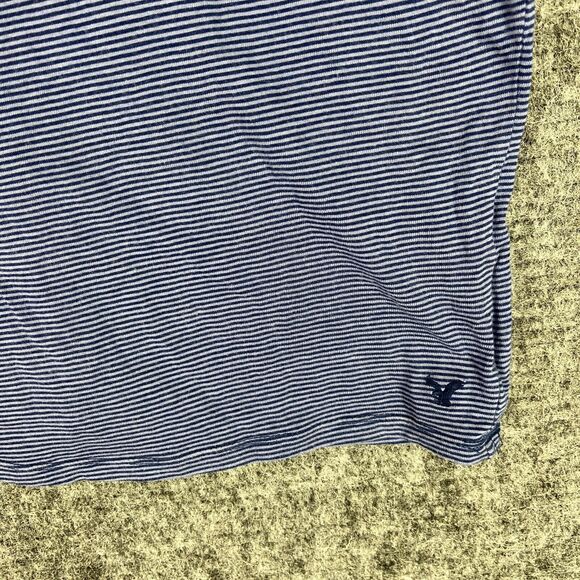 American Eagle Shirt Large Womens Basic‎ Regular Casual Short Sleeve Striped - Picture 4 of 10